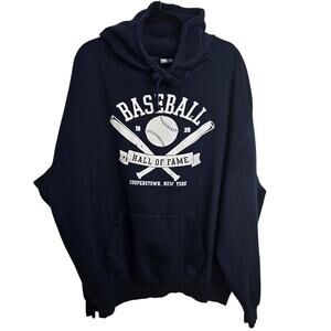 Baseball Ball Of Fame Hoodie Men's Large Navy Cooperstown NY Official Tag Hooded